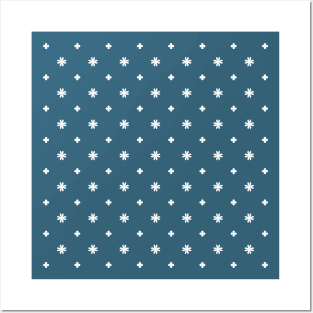 White Flower Pattern (Ming Blue) Posters and Art